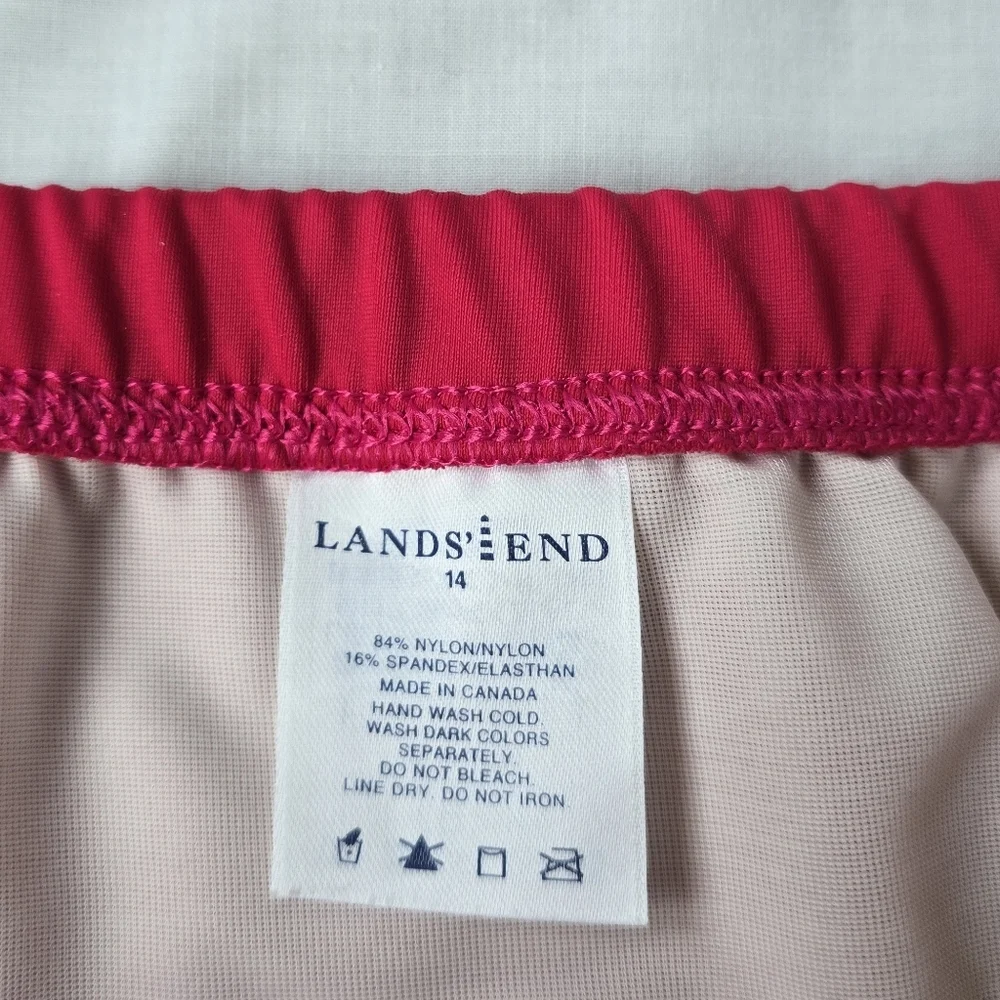 Lands' End▪️Raspberry Pink Bikini Swim Mid-Waist Full Coverage Bottoms